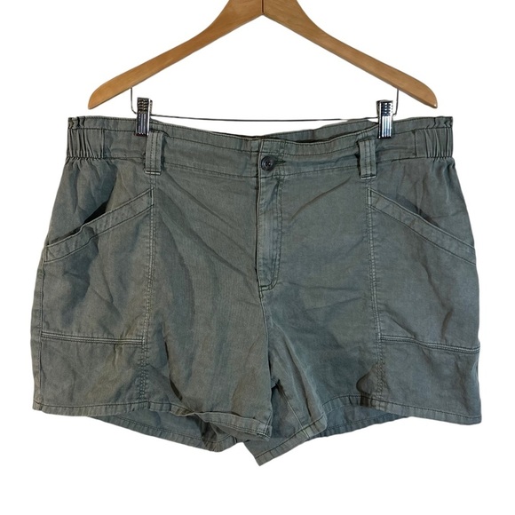 Old Navy Sage Green Shorts XL Elastic Waist 100% Cotton Pockets Cargo Casual - Picture 1 of 4